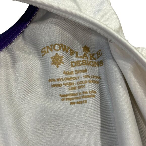 Snowflake Designs Adult Small Blue & White Leotard With Snowflake Accents - Picture 3 of 4